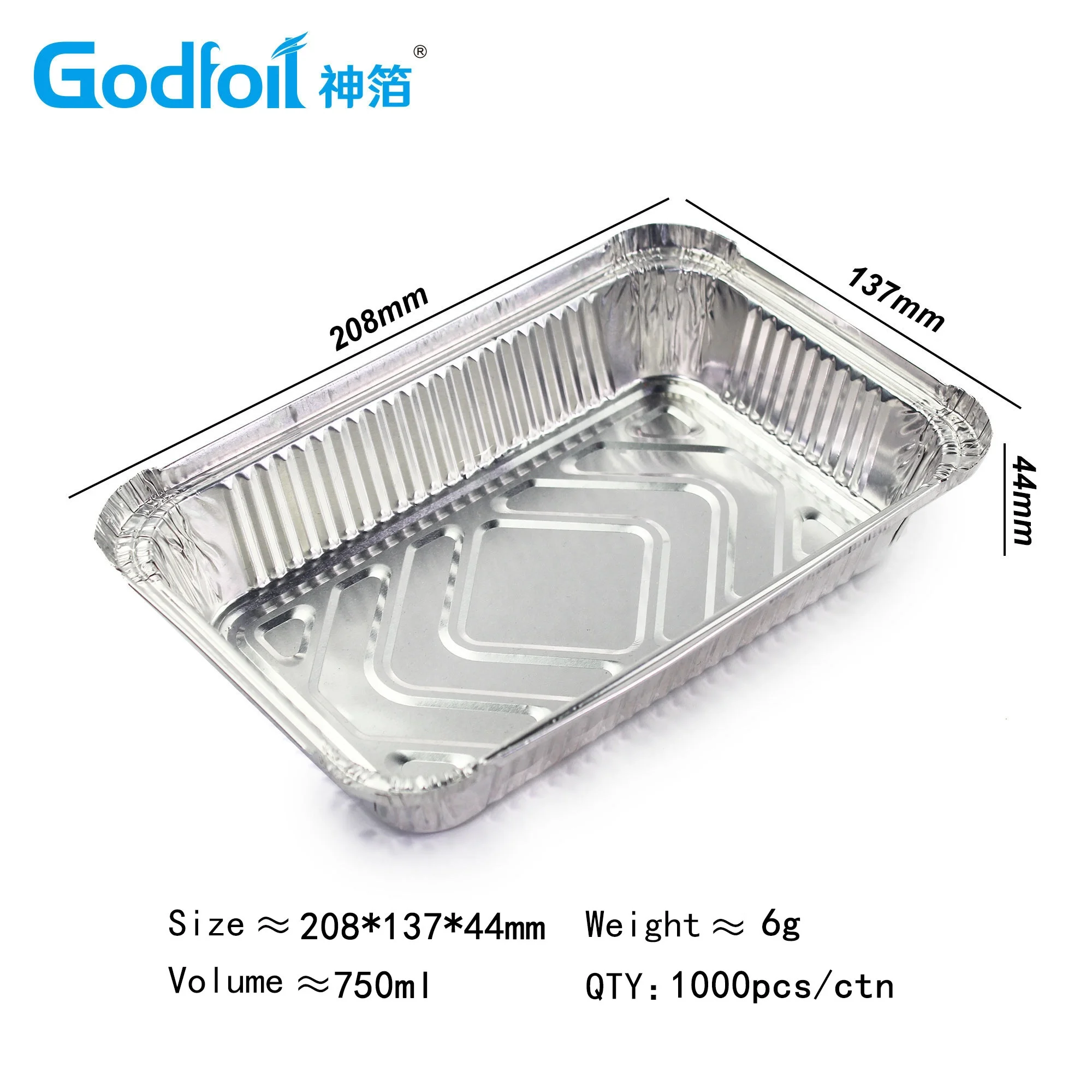 Container/take Out Container /aluminum Disposable Container Food Tray Aluminum Foil 750ml/1.5lb Packaging Eco-friendly