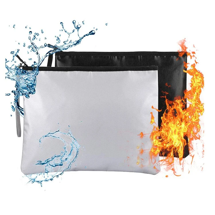 
2 Pack Non-itchy Silicon Coated Fiberglass Fireproof Money Bag Fireproof Document Safe Bag 