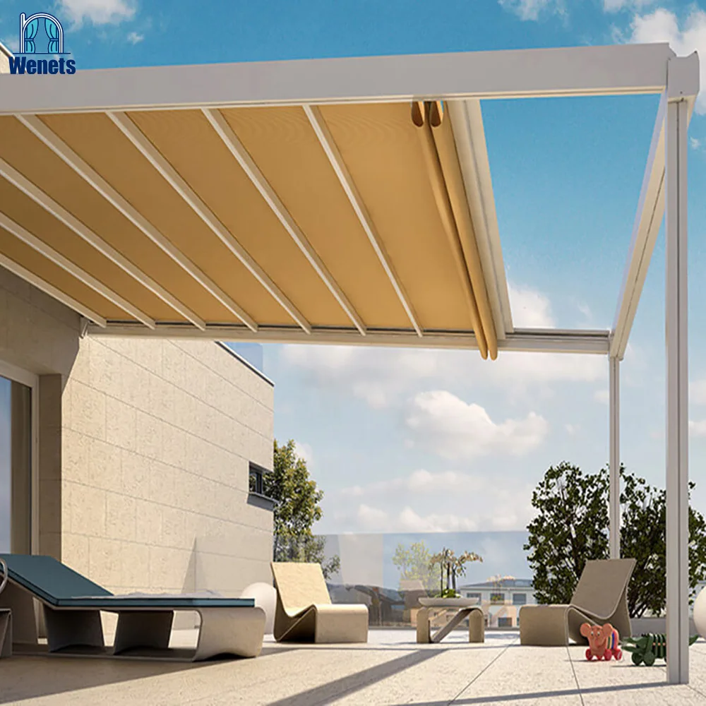 Wholesale price waterproof bioclimatic patio canopy awning motorized and manual folding retractable roof