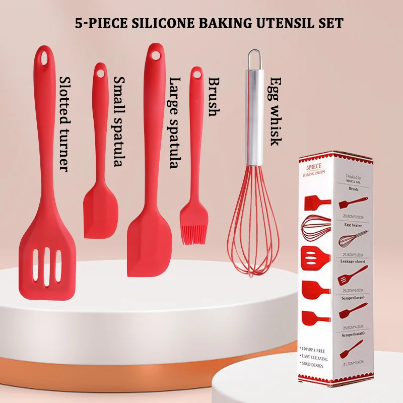 Home and Kitchen Accessories 5Pcs Heat Resistant Food Silicone Kitchen Utensils Cooking Spatula Set