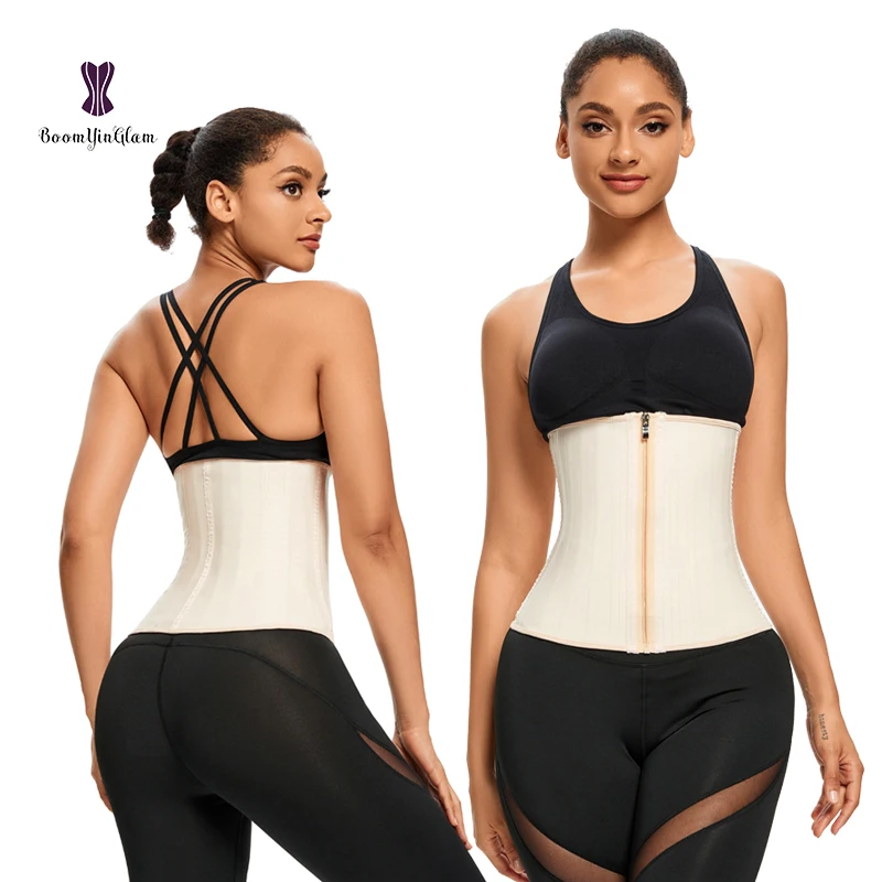 Glitter Clip and Zip Latex Waist Trainer Corset Underbust Sport Cincher Workout Sweat Vest Body Shaper custom logo private label