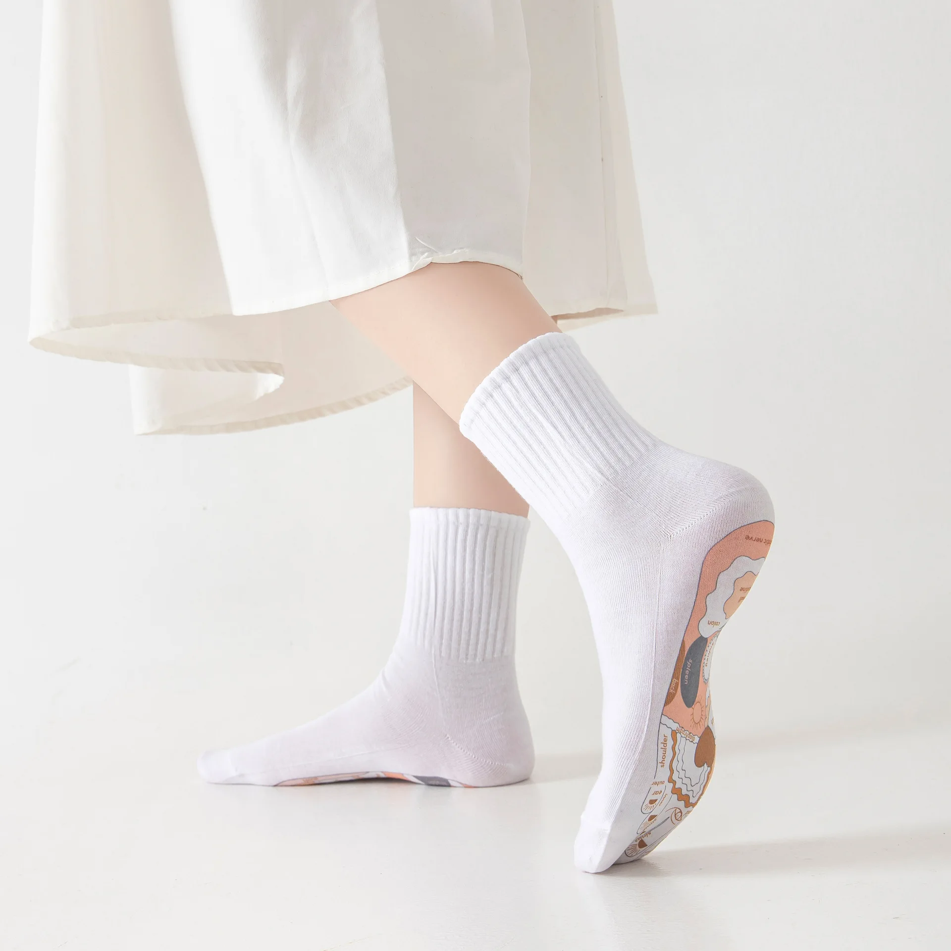 New Style Foot Acupressure Socks Foot Massage Cotton Socks With Stick