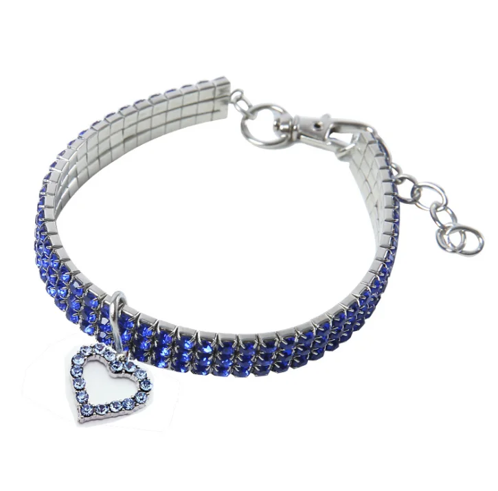 New Heart Shaped Cat and Dog Necklaces Crystal Pet Collar