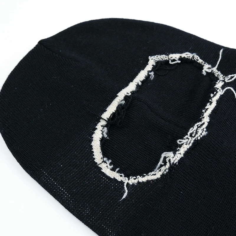 Qianzun manufacturers hot sale winter black skull ski mask custom knit distressed balaclava