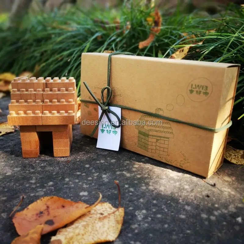 Wooden DIY brick toys small house ready for build up BPA free nature color Christmas gift birthday gift for kids and adult