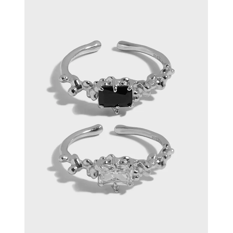 New Design S925 Sterling Silver Cubic Zircon Texture Open Rings 925 For Women JT652