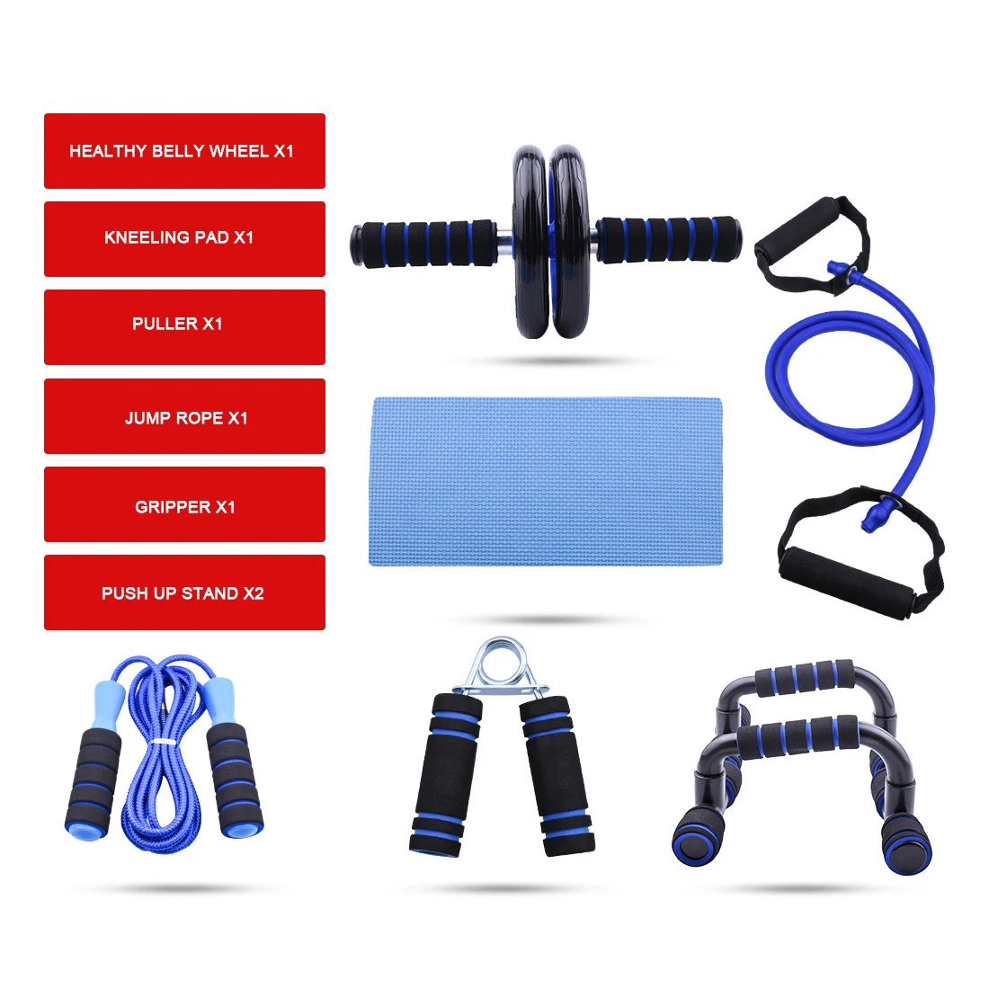 7 In 1 Wheel Roller Kit Hot Selling Wheel Home Workout Women Workout Set Abdominal Wheel Push Up Bar