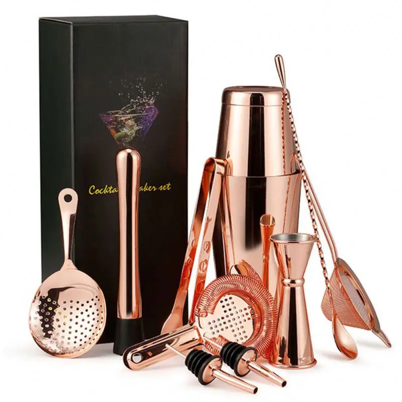 11 Pcs Premium Black, Cocktail Kit Set Cocktail Making Set Cocktail Shaker Set/