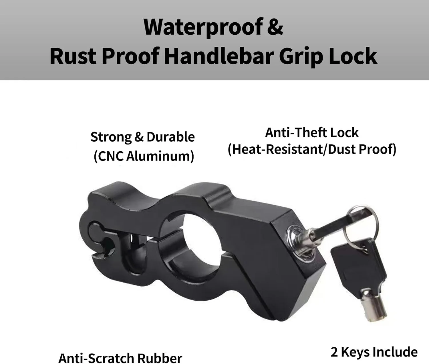 Universal Motorcycle Handlebar Lock Aluminum Handle Bar Grip Throttle Brake Anti-Theft Lock Compatible with ATV MotorbikeScooter