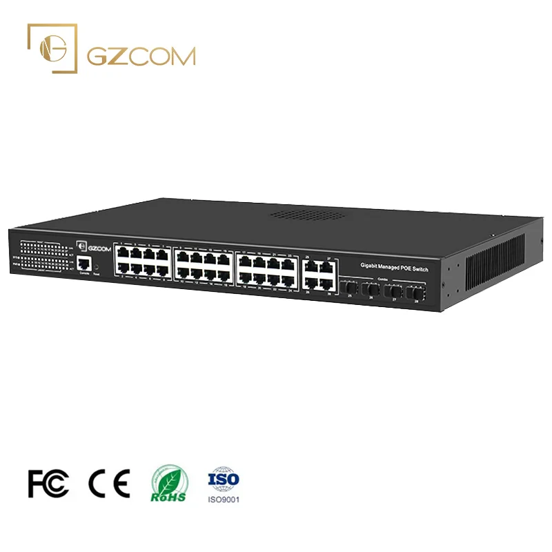 24 Port Full Gigabit l2 smart  managed PoE Switch 4 Combo Uplink 24 port 10/100/1000 PoE Managed Switch