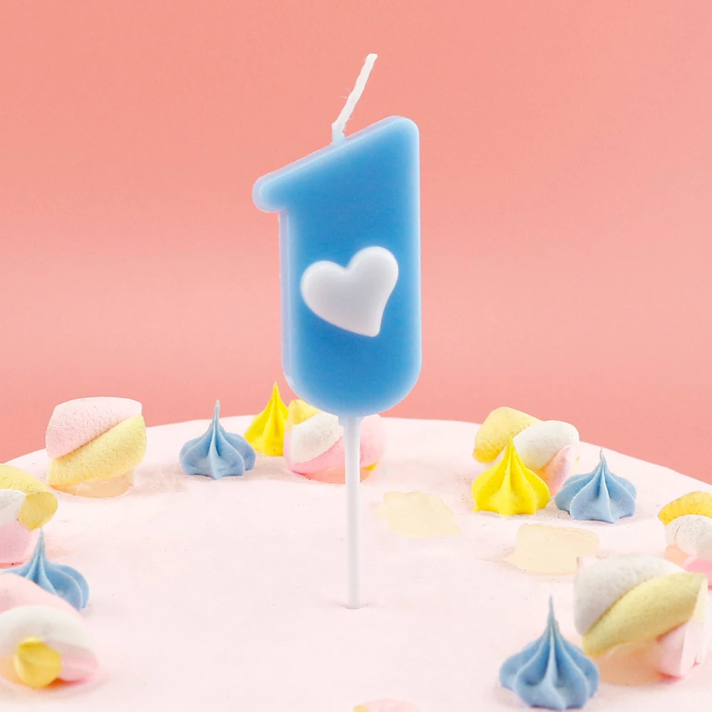 Hot Selling Cute Heart Decoration Number Birthday Candles For Kids Birthday Party From Manufacturer