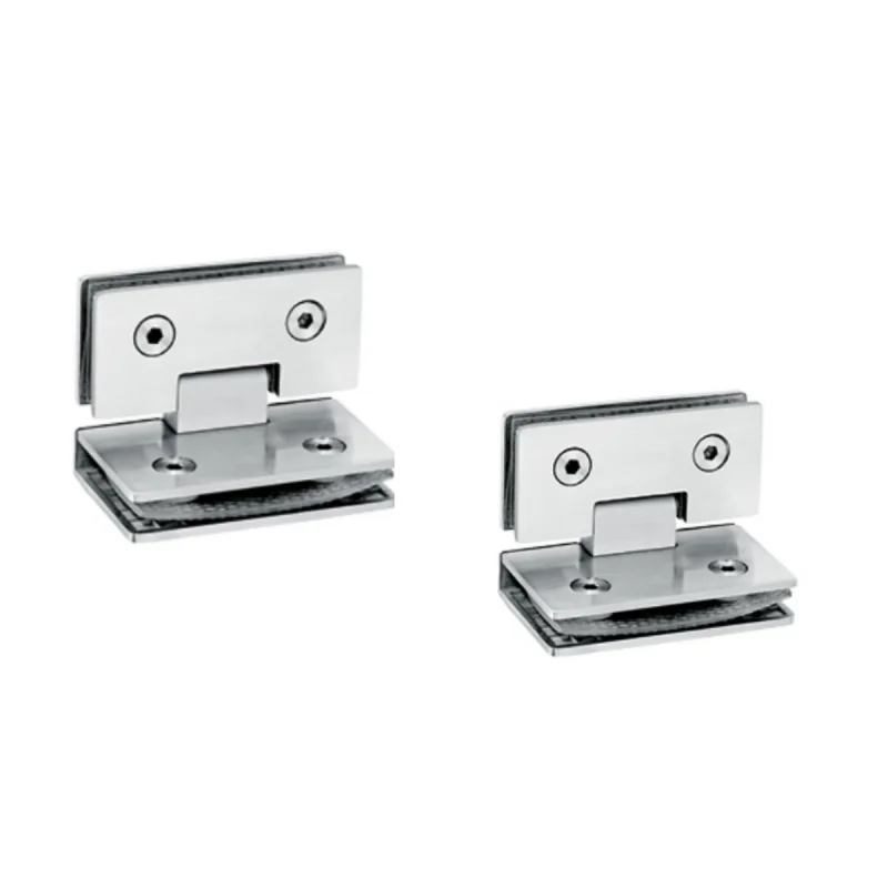 Stainless Steel Glass Door Hinges 80# Arc 90 Degree Bathroom Door Holder Lock Double Hinge 1