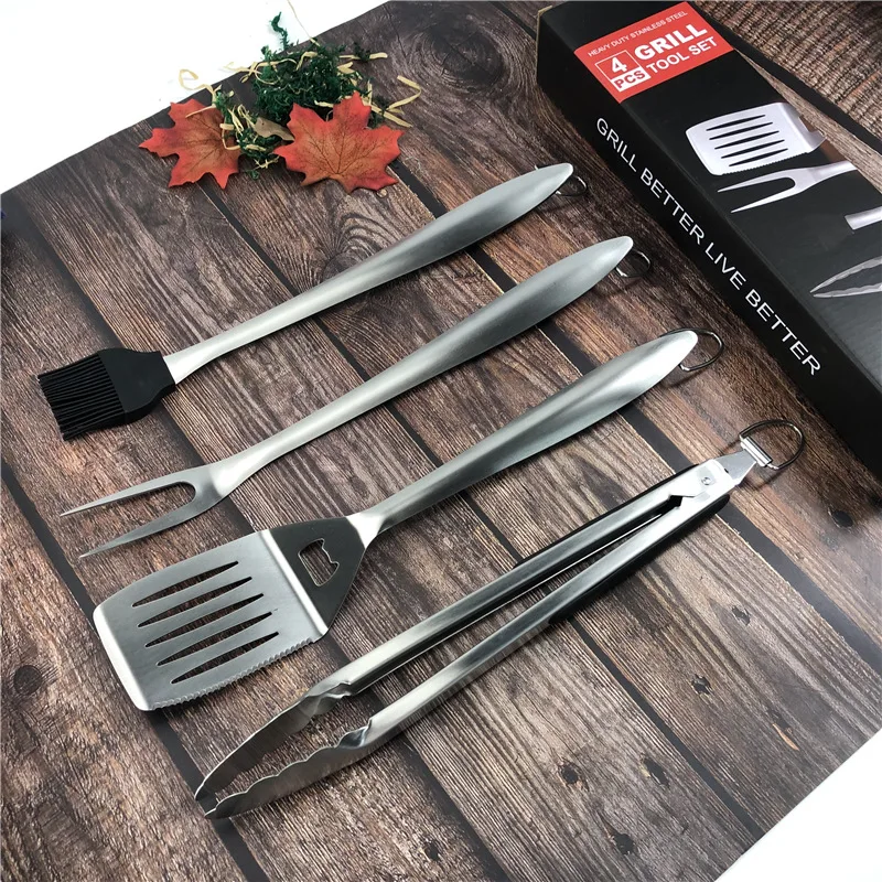 DAPHYLA Grill Set Heavy Duty BBQ Accessories - BBQ Tool Set 4pc Grill Accessories with Spatula, Fork, Brush & BBQ Tongs -  Grill