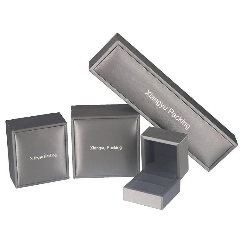 Custom Luxury Silver PU Leather With Logo Elegant Jewelry Set Box