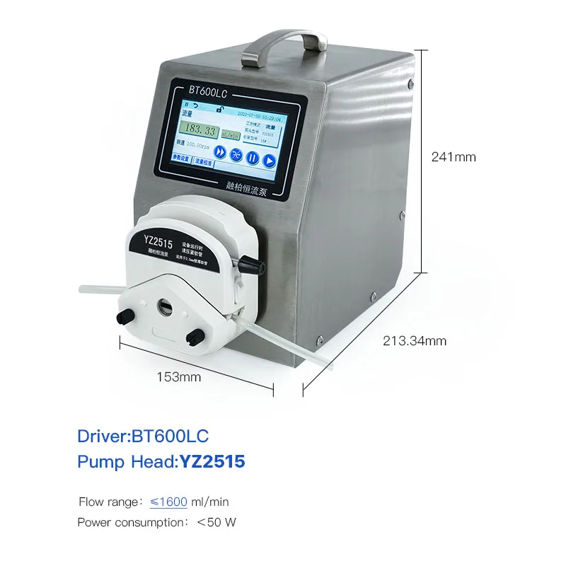 BT600LC peristaltic pump, touch screen peristaltic pump, intelligent laboratory pump, quantitative filling pump