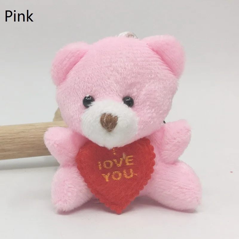 cheap price 6CM small plush teddy bear with read heart cute valentine stuffed teddy bear plush toy