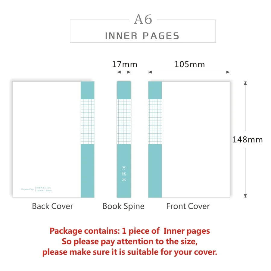 A6 Notebook Filler Paper Planner Refills 130 Sheets Grid Blank Lined Dotted Pages Inner Pages Agenda Journal Notebook