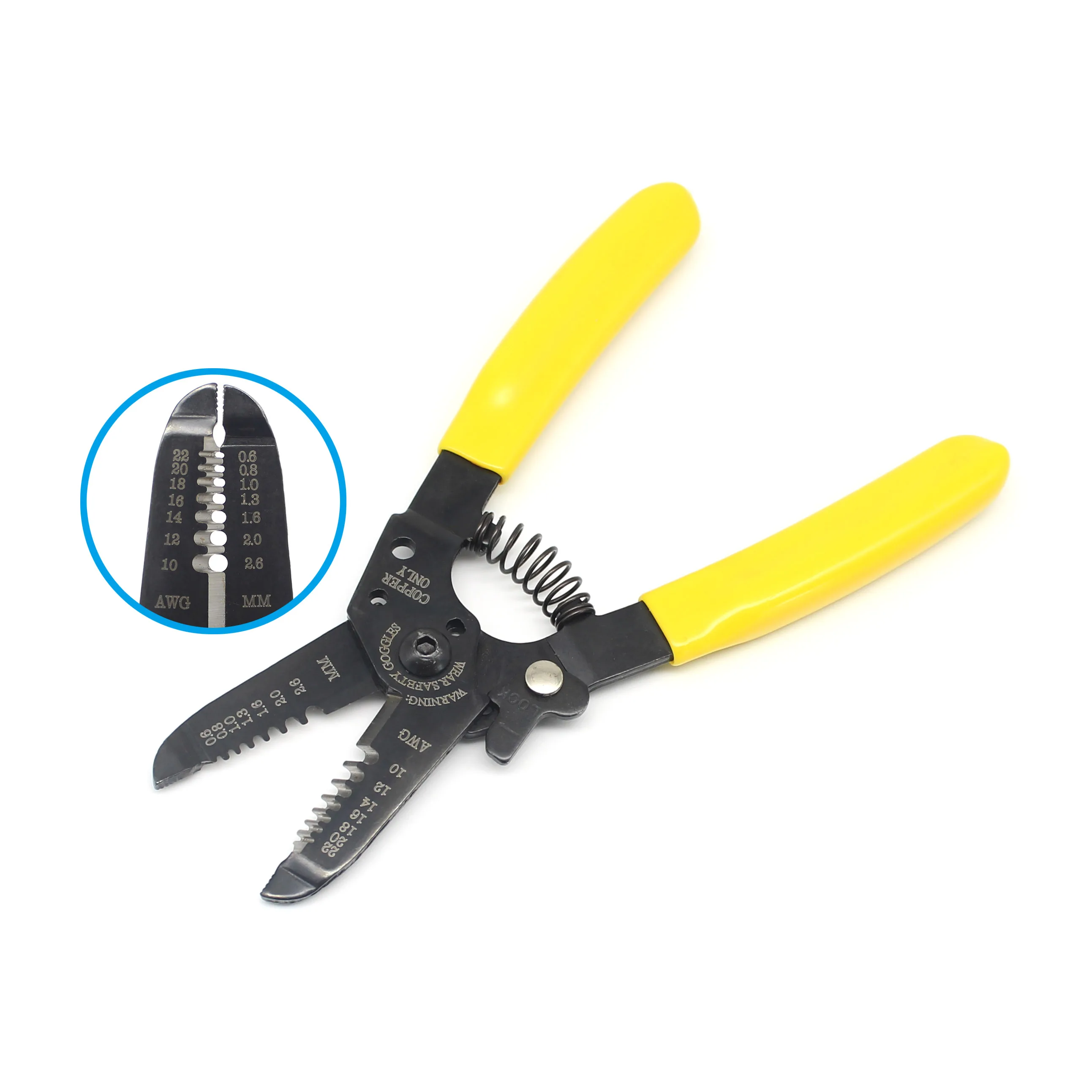Black Oxide 10-22 AWG Yellow Handle Copper Electric Wire Stripper