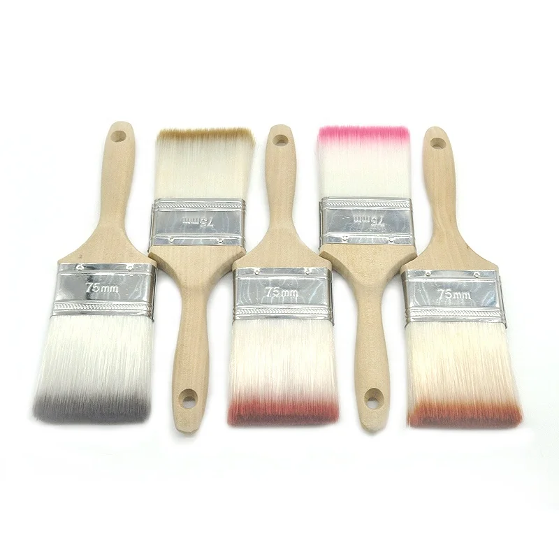 MSN-1234025 nylon wool paint brush white hair paint brushes best quality wooden handle paint brushes with different size