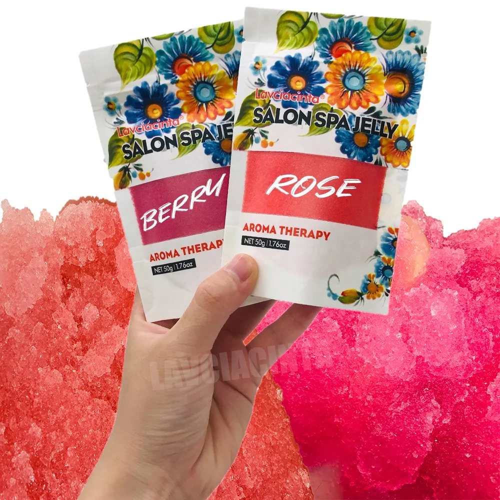 OEM private label Crystal Pedicure Care Kit 2 Steps SPA Foot Soak Jelly+Salt ,Mint Jasmine Pomegranate Mango Milk Scent