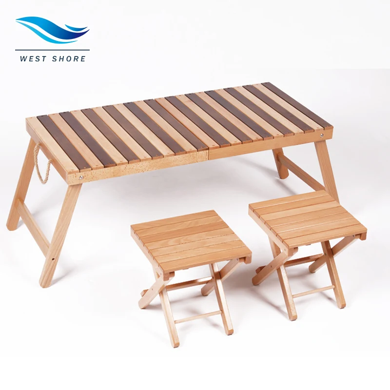 Camping Table Wooden Tourist Folding Table Portable Outdoor Picnic Barbecue Simple Camping Table