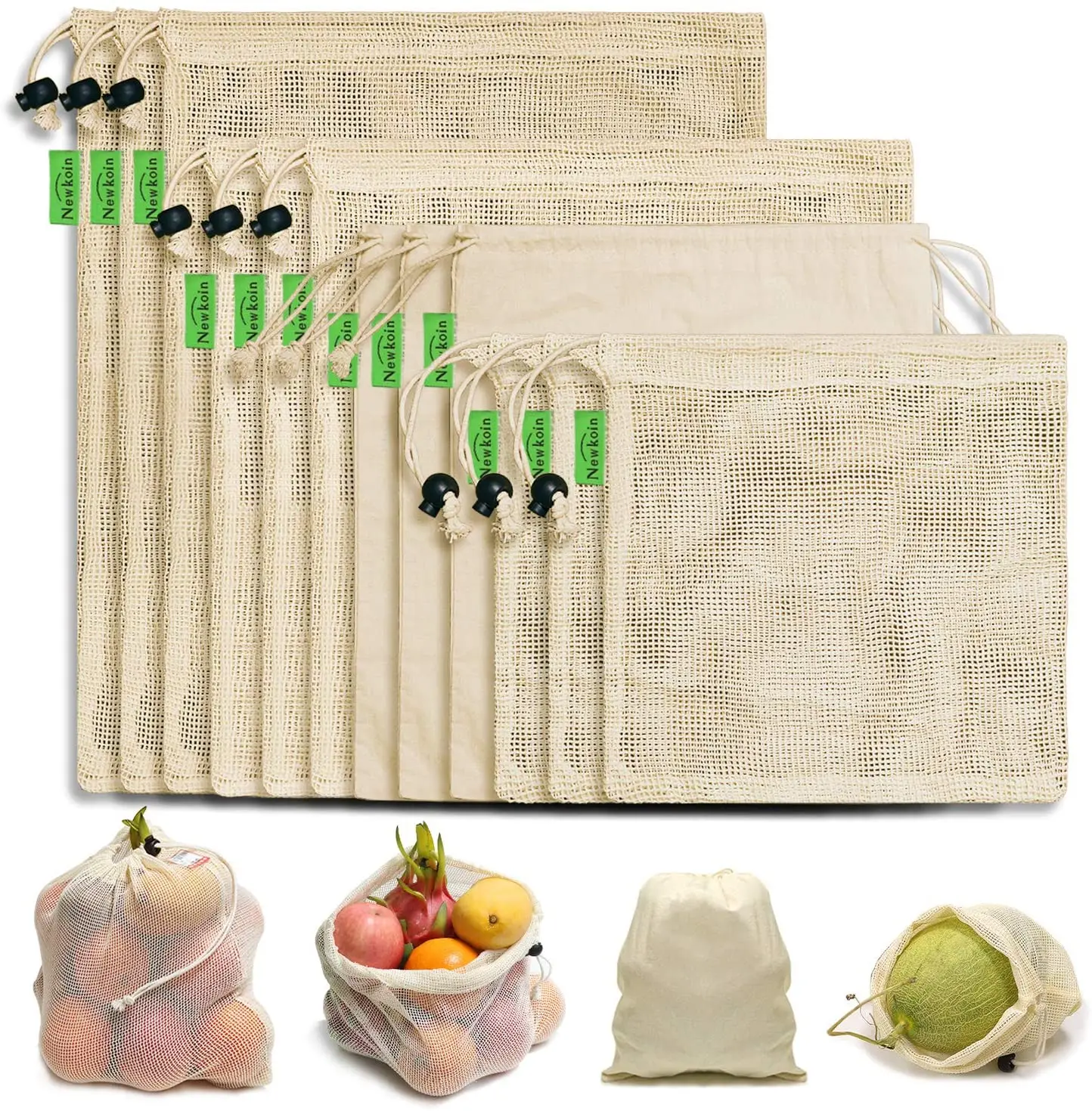 Promotional Custom Logo Eco Organic Cotton Mesh Net shopping Bag Reusable Food Produce Bags For Vegetable Fruit Packing