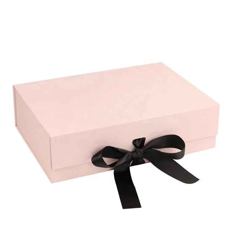 Customize Logo Printed Black Paper Flat Pack Rigid Cardboard Clothing Cosmetic Shoe Foldable Packaging Magnetic Folding Gift Box