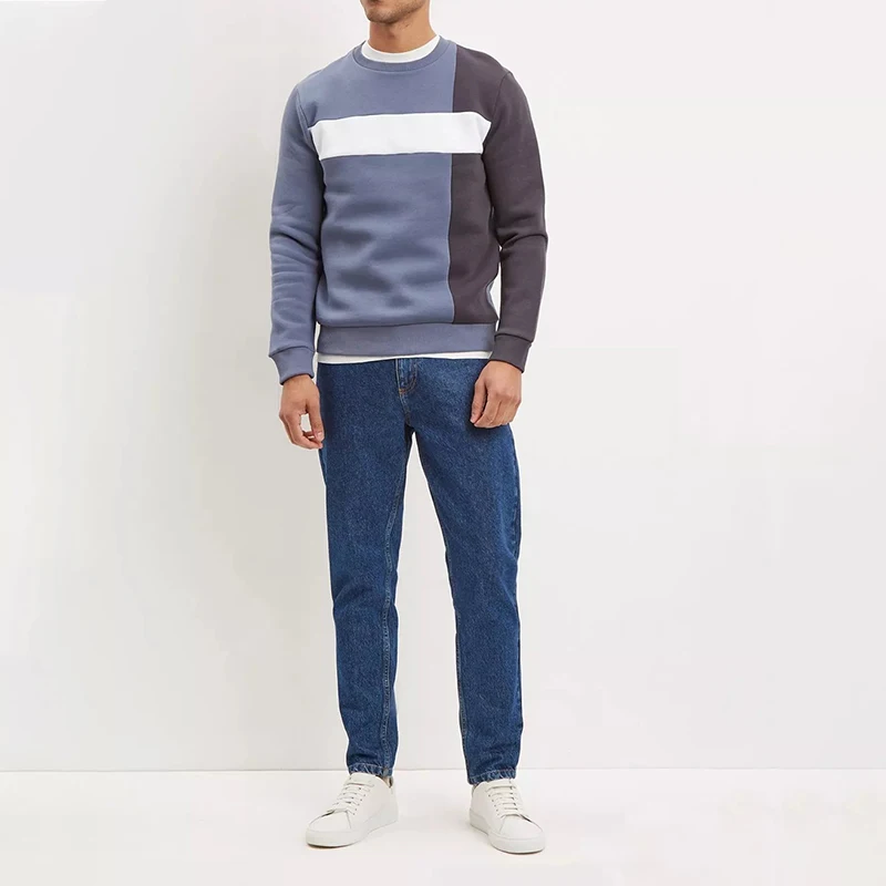 Spring Men Tracksuits Custom Men Clothing Hoodies New Sweatshirt Unique Design Tri Colour Block Sweatshirt