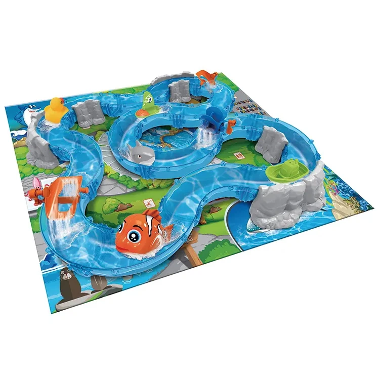 Kids Water Track 2 Player Fishing Game Desktop Toys With Waterproof Mat