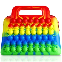 Fidget Sensory Handbag Clutch Bag Rainbow Bubble Cute Relieve Stress Silicone Makeup Bag
