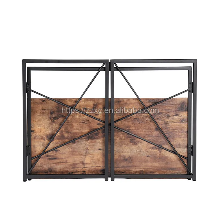 Compact Metal Folding Home Office Desk with Wooden Table Top