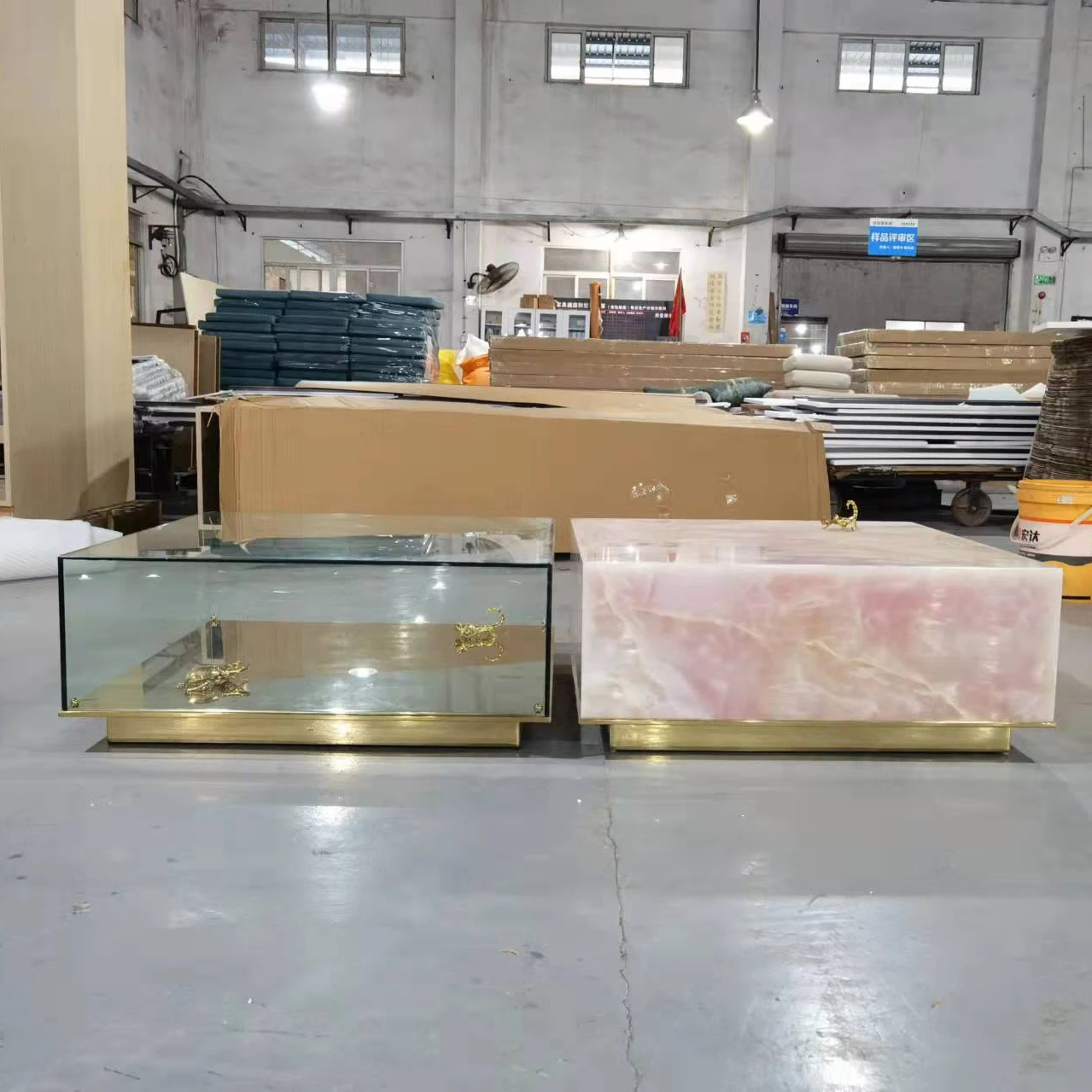 Роскошный большой квадратный розовый оникс кубик мраморный стеклянный журнальный столик металлическая основа Декор животных столы