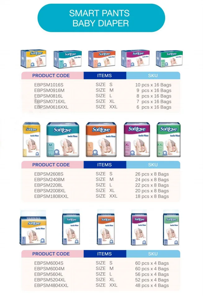 Softlove XL 20 pcs Pampering Disposable Baby Diaper Manufacturer