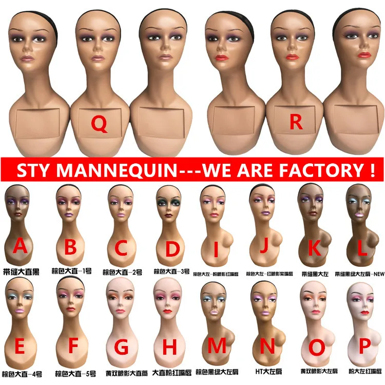 Wholesale mannequin head and stand realistic smiling head shoulder female women model african mannequin head