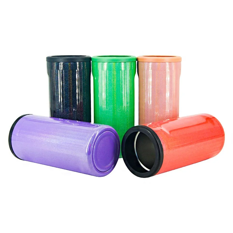 Вакуумный изоляционный изолятор для пивных бутылок с блестками, 12 унций, тонкий охладитель из нержавеющей стали