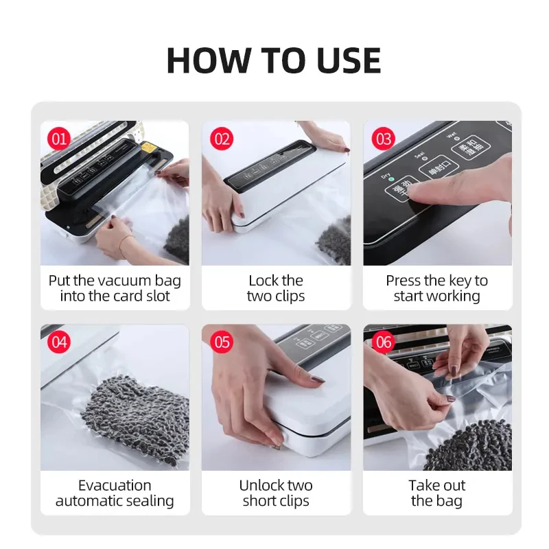 Multi function automatic Vacuum food Sealers Home use kitchen Fruit Meat food saver handheld Commercial Food vacuum sealers