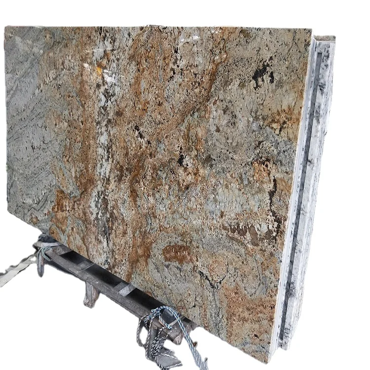 Most competitive African gold dragon  yellow granite prefab fabrication countertop for kitchen