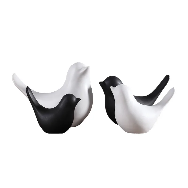 Nordic Modern Luxury Golden Black White Bird Ceramic Decoration Living Room Home Soft Desktop Decor Accessories