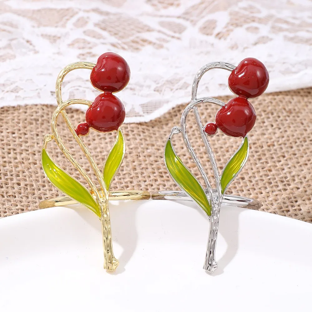 Table Decor Metal Flower Diamond Elegant Wedding Banquet Birthday Party Silver Gold Tubes Napkin Rings