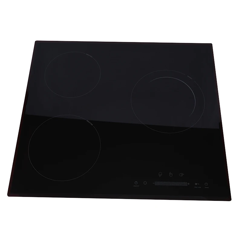 China Factory Hot Sale 4mm Square Crystal 3 Burners Infrared Cooker Induction Cooktops