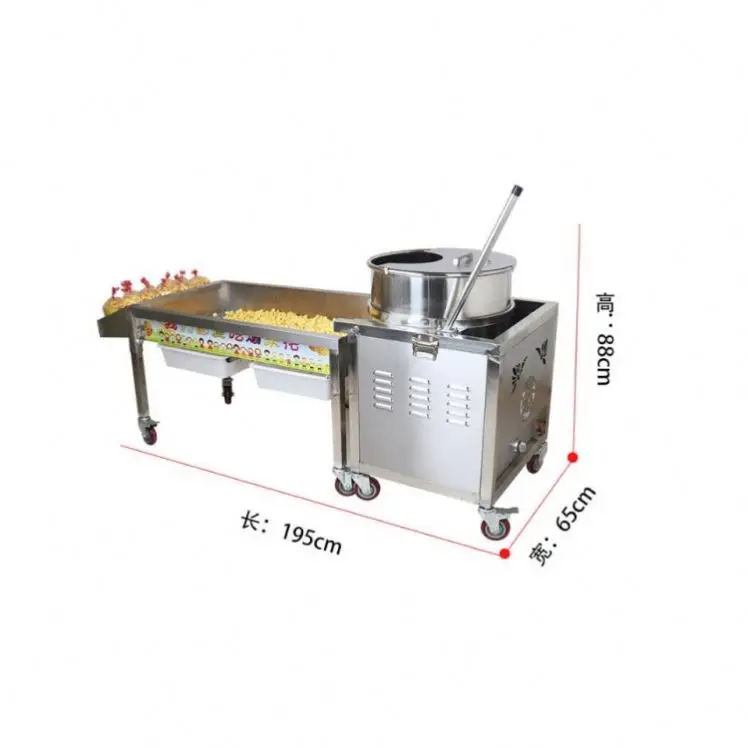 Industrial Gourmet Popcorn Making Machine Commercial Automatic Gas Popcorn Machine with trolley