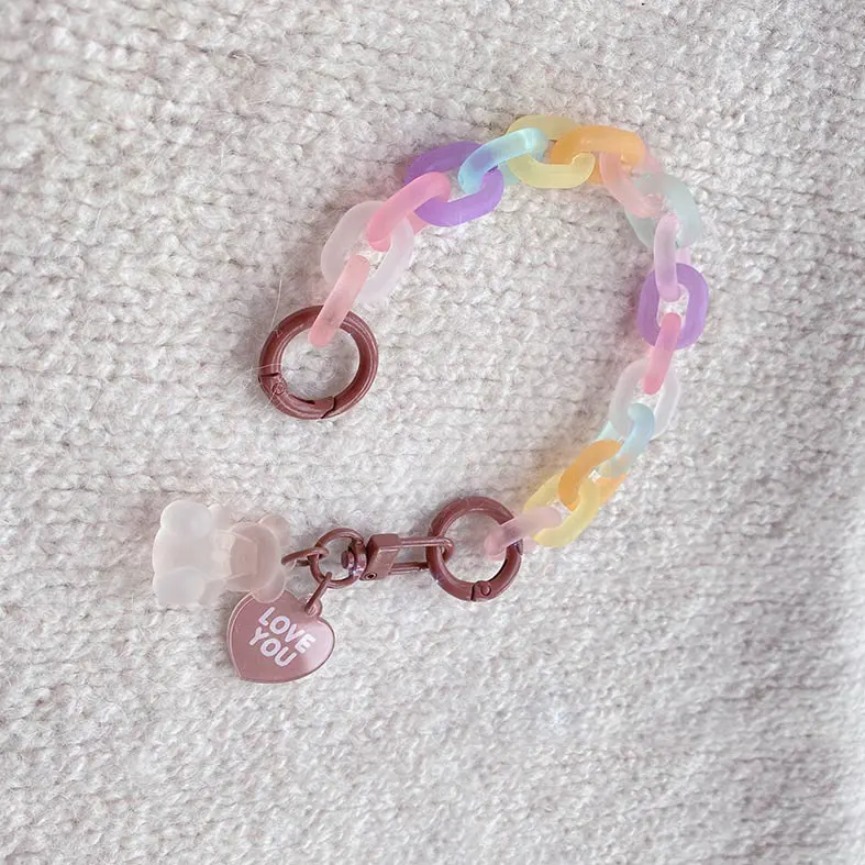 Cartoon Cute Bear Girly Frosted Soft Sweets Jelly Acrylic Resin Mobile Phone Case Bag Accessories Keychain