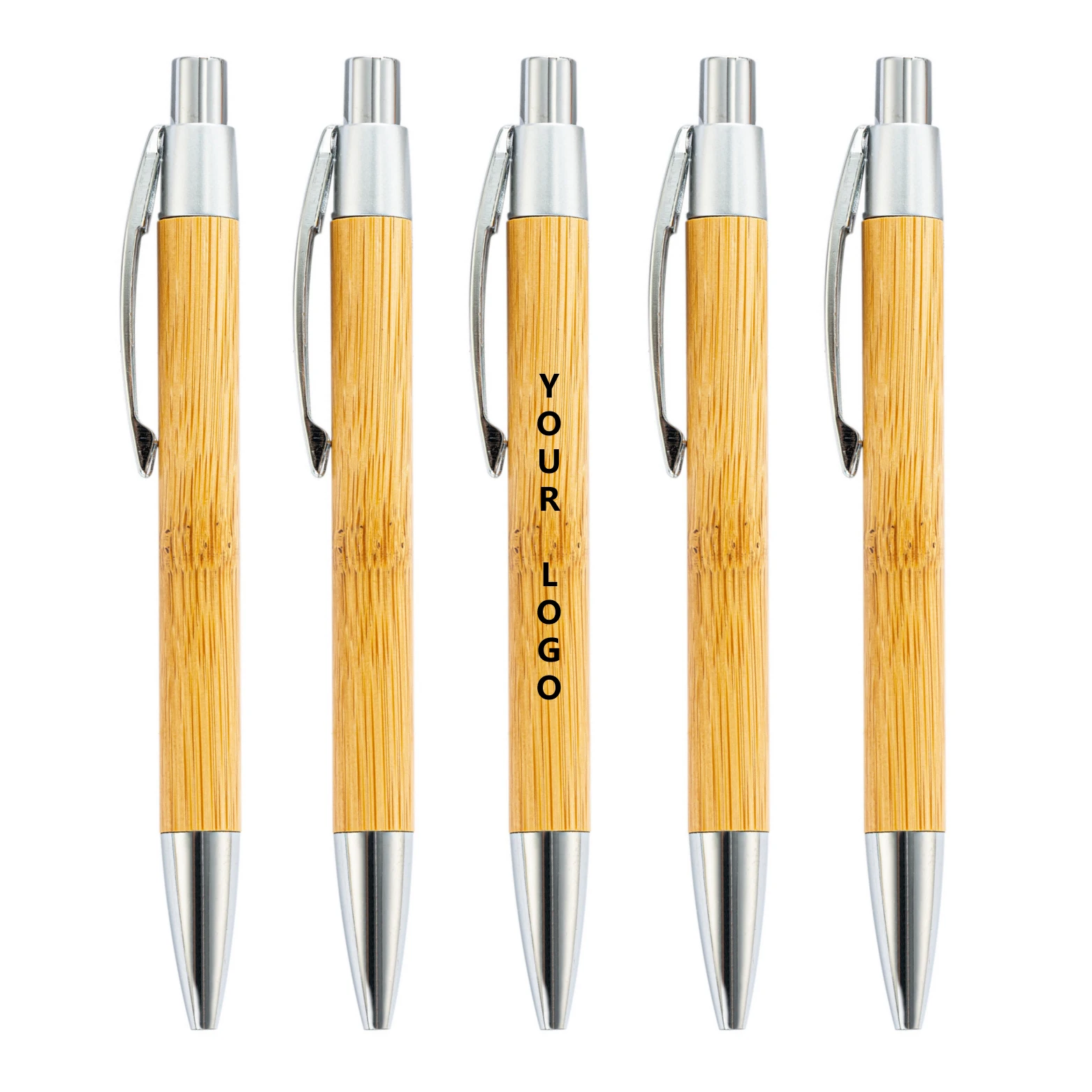 Custom Logo Design Wooden Ballpoint Pen Press Bamboo Wood New Merchandise Product