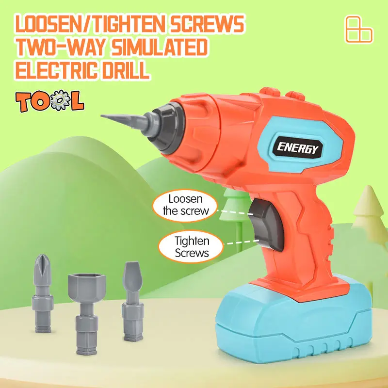 2024 Kids Simulation Drill And Screw Assembly Role Play Boy Tools Toy Household Tool Toy Mechanic Tool Box Set For Kids