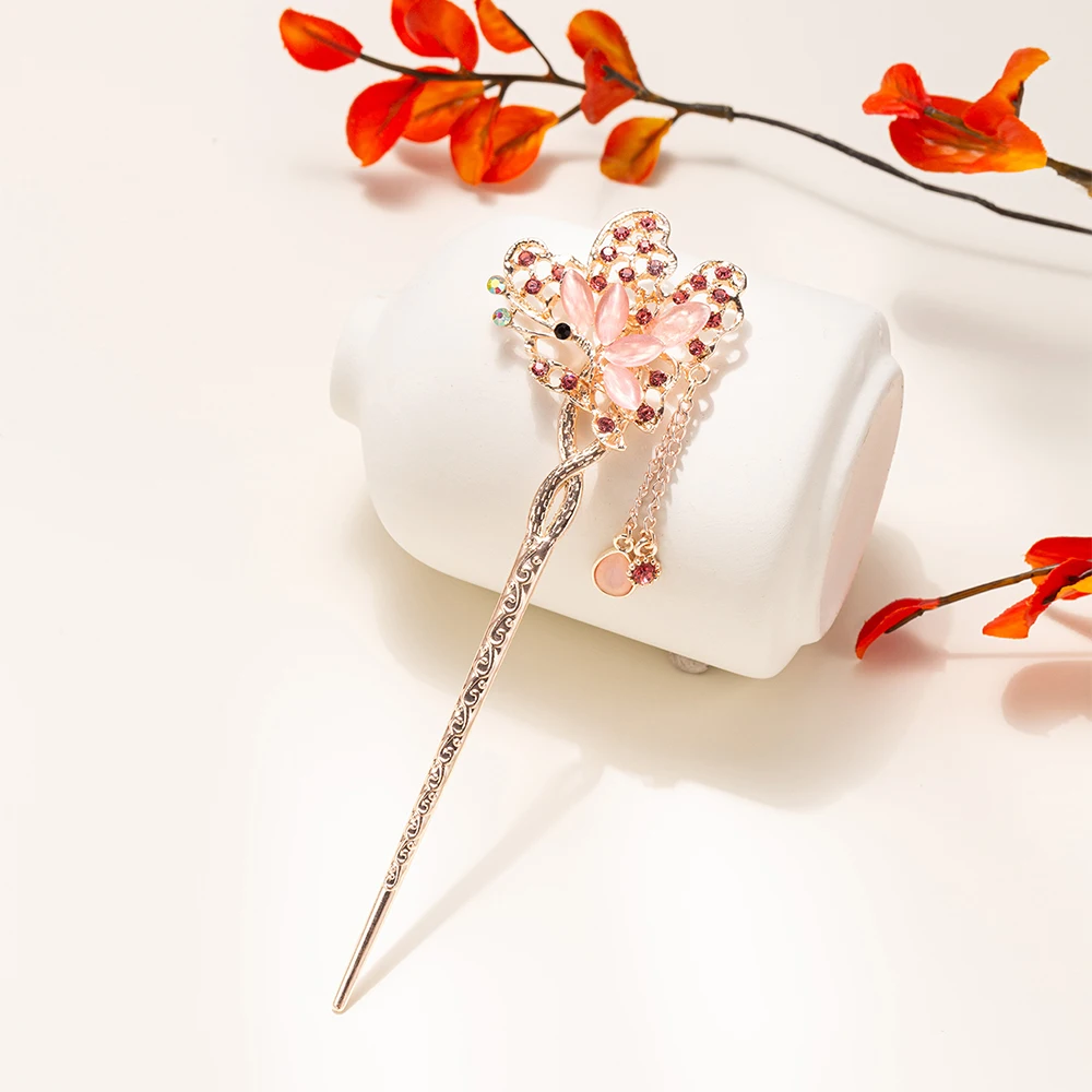Жемчуг эмалированный цветок с бахромой и металлической шпильки для волос заколка для волос, кастрюля для волос в стиле ханьфу, шаг пожать женские аксессуары для волос