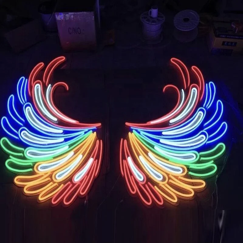 Custom design outdoor LED Illuminated Logo Acrylic angel wings neon light