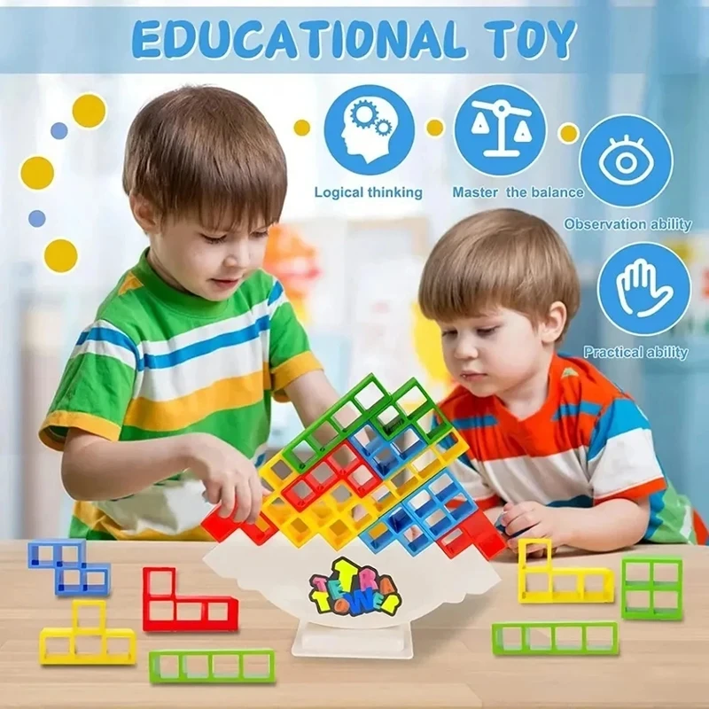 Kids Balance Building Blocks Toy Balance Stacked Tower Game Swing High Russian Building Blocks Stack Children Brick Toys