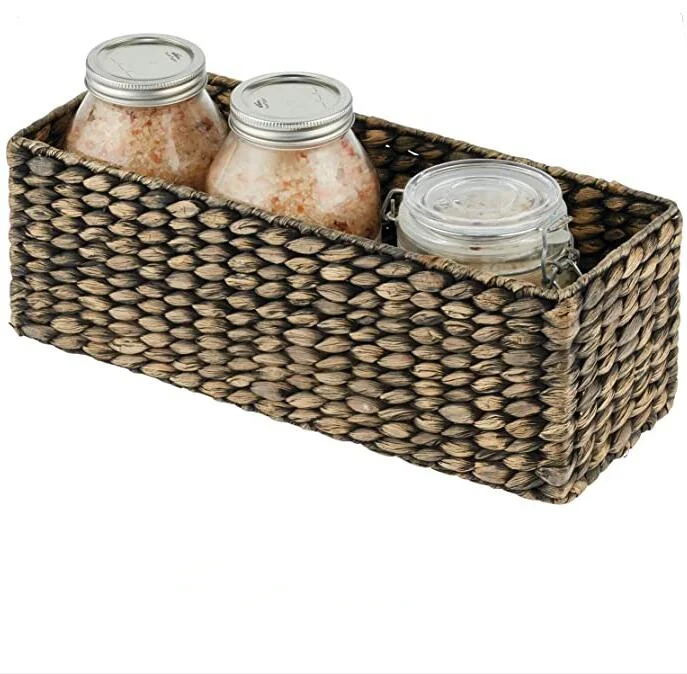 Natural Woven Seagrass Bathroom Toliet Roll Holder Storage Organizer Basket Bin For Bathroom Countertop, Toilet Tank Top