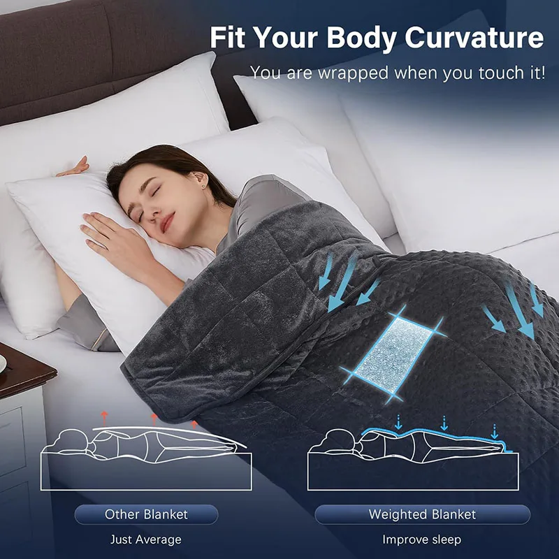 Factory Supply Premium Heavy Cotton Adults Sensory Weighted Blanket Custom Autism Glass Beads Optimal Comfort Sleep Improvement