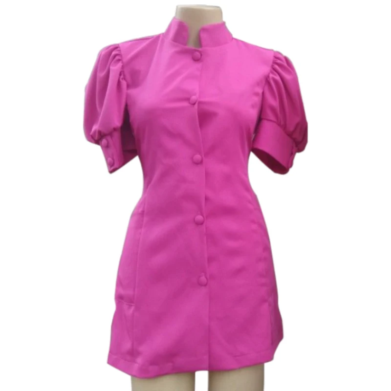 wholesale pink beauty salon uniform woman Chinese neck spa mujer skirt for ladies doctor drafted nurse dress with zipper pattern